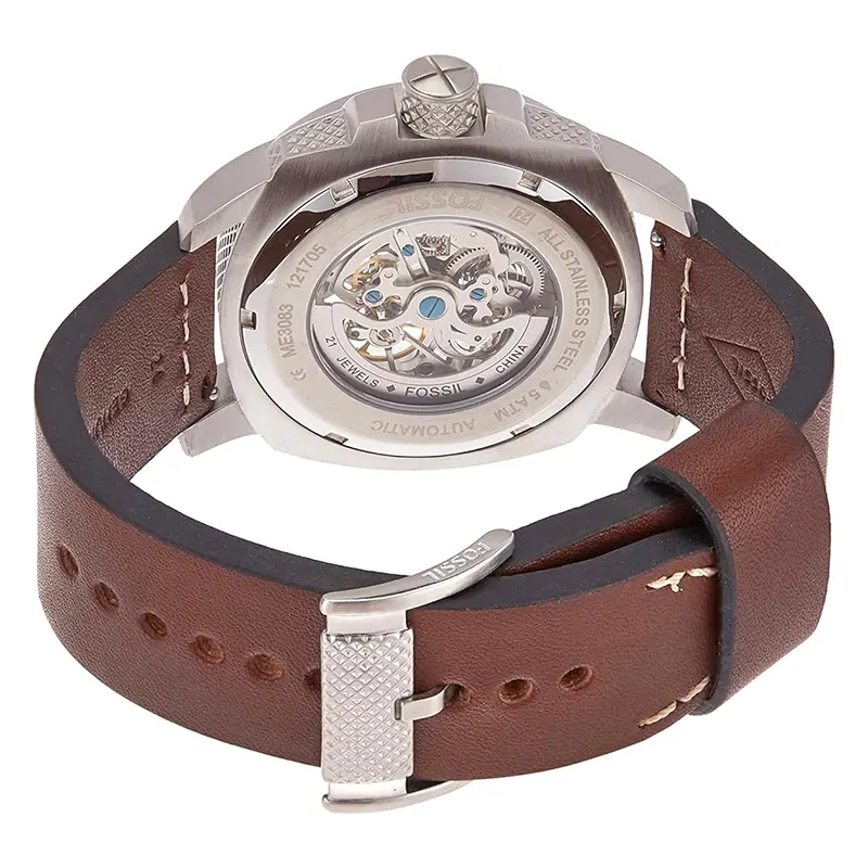 Fossil Modern Machine Automatic Skeleton Dial Brown Leather Men's Watch- ME3083